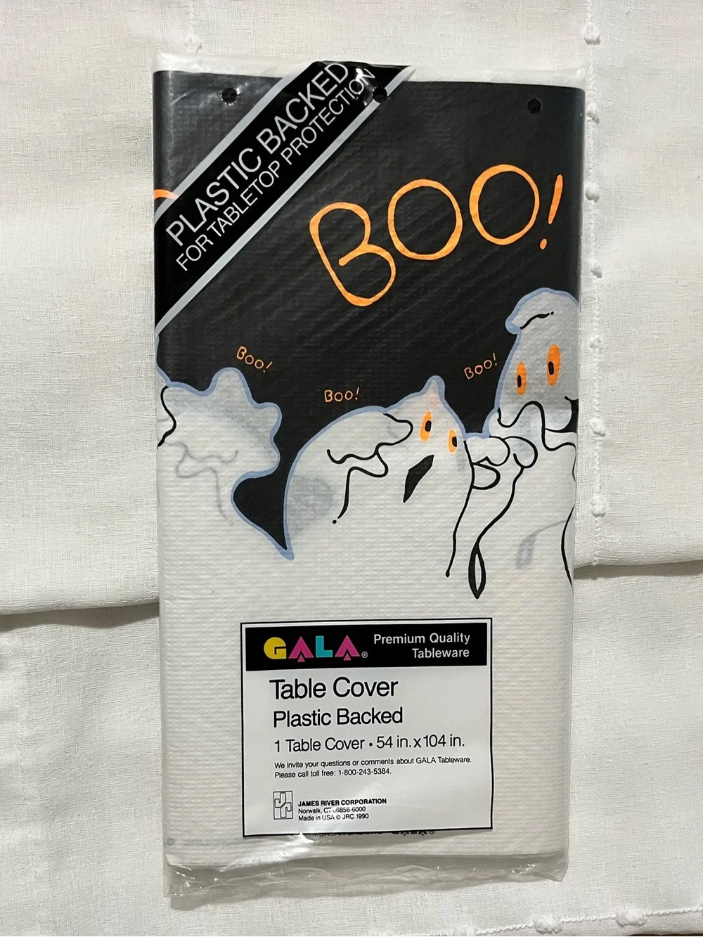 Vintage Halloween Table Cover 1990 USA Ghosts Boo! NWT 54